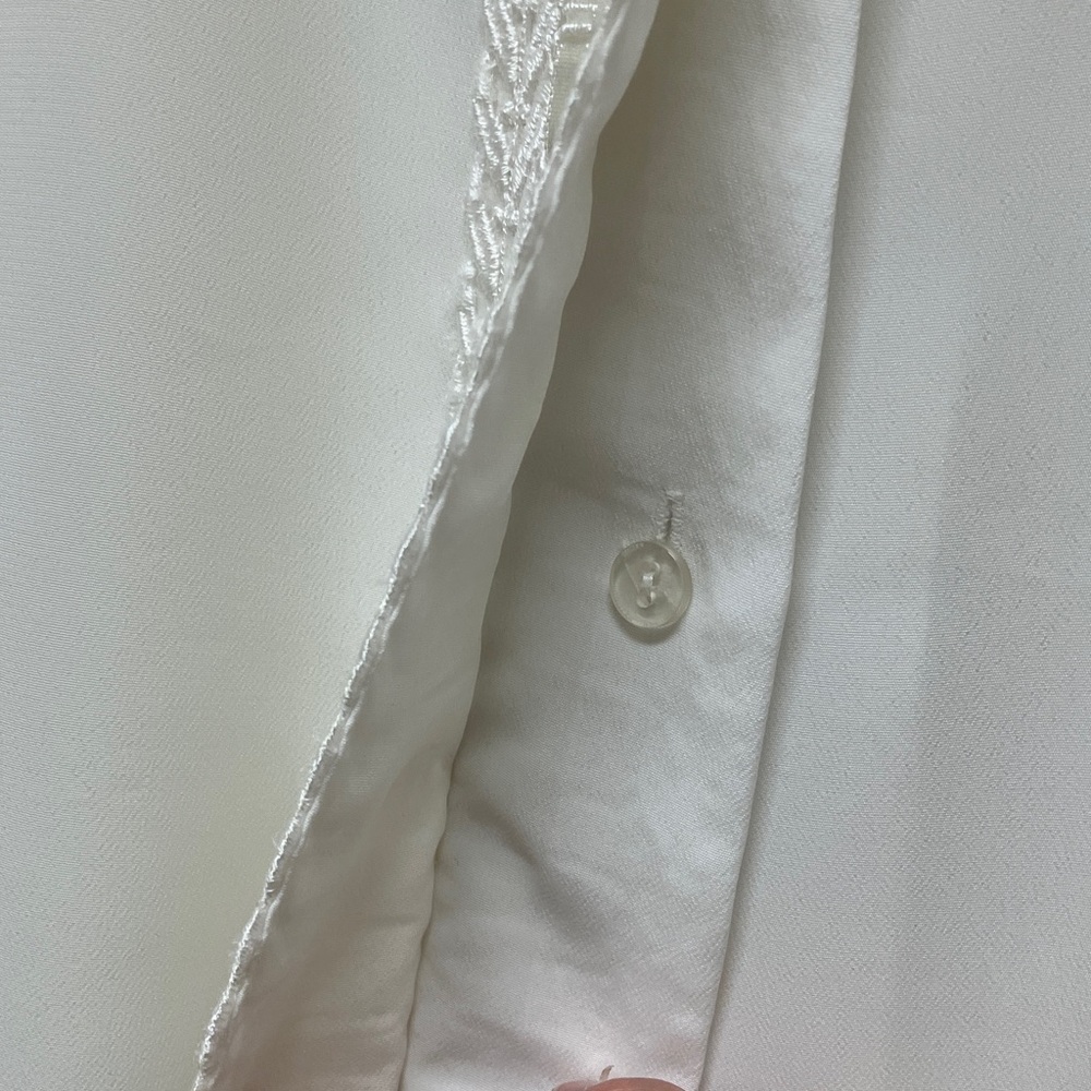 Vintage Casual Corner blouse with lace Peter Pan collar, neutral, petite size 10 - Picture 8 of 11